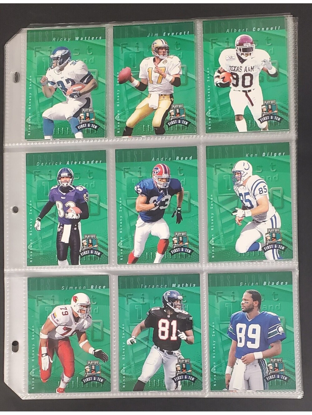 Vtg 1997 Playoff 1st & Ten Football Trading Cards in Sleeves 70 Pcs VG